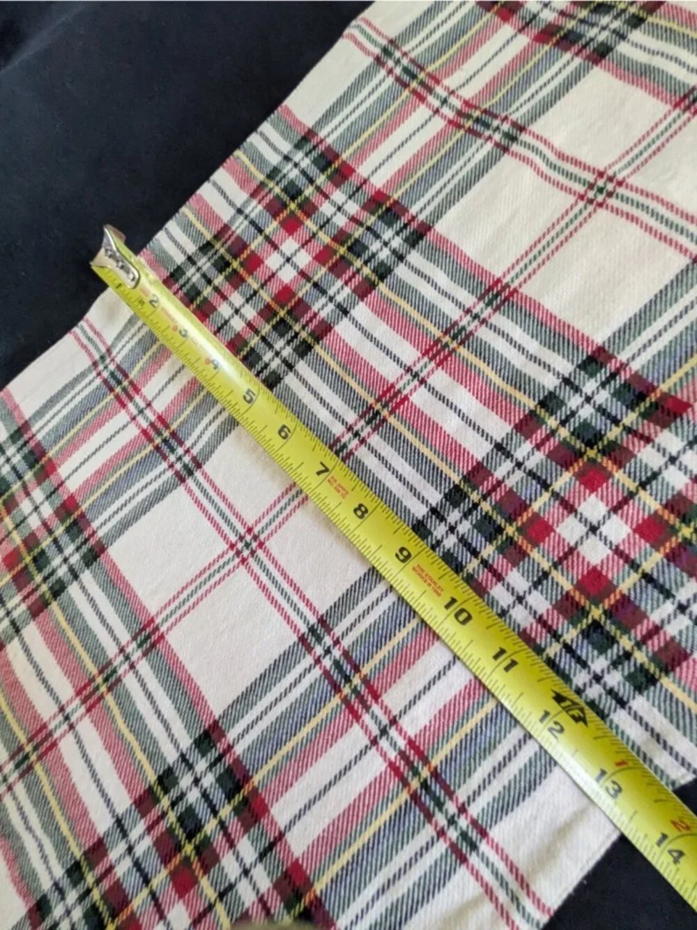Bee & Willow Table Runner Dresser Scarf Reversible Red or Green Plaid 73x13